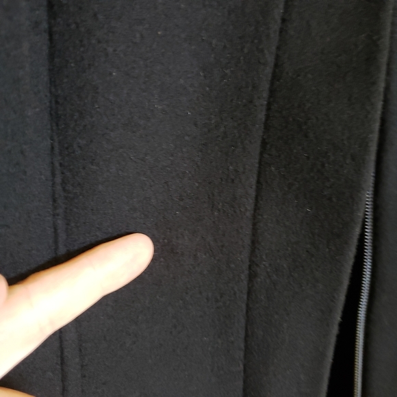 Tara Jarmon 36 Wool/Cashmere* Trench Coat Black Contrasting Faux Leather Trim - Picture 12 of 16